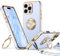 XYZ for iPhone 16 Pro Case with Stand, Heart Lanyard for Girls Women, Luxury Cute Bling Protective Phone Cover for iPhone 16 Pro, Blue