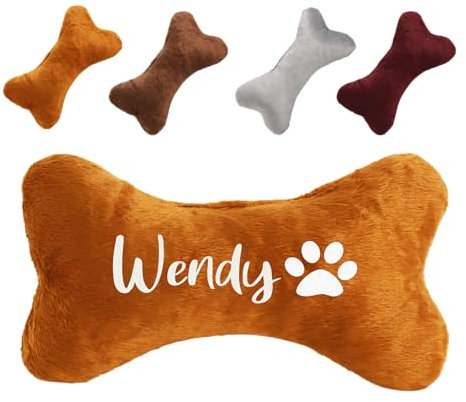 Smilets Giocattolo per Cani Personalizzato Che Scricchiola - Cuscino Con Osso e Nome - Giocattolo Con Osso Personalizzato