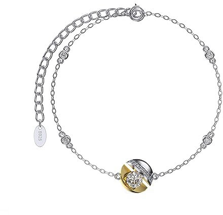 XFZJCHAP Armband aus 925er-Sterlingsilber für Damen und Mädchen, Bohne mit weißem Zirkonia, Kettenarmband, verstellbar 21,6 cm