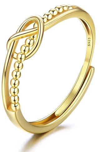 JeweBella 925 Sterling Silver Adjustable Knot Ring for Women - Thumb, Engagement, Promise Jewelry in Silver/Gold/Rose Gold