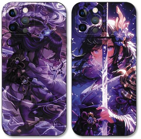 2 Stück Handyhülle für Apple iPhone 13 Hülle 6.1 Zoll, Anime Genshin Impact Radian Shogun Manga Anime Ästhetik mit Motiv Designs Case Schutzhülle Stoßfest TPU Weich Ultra Dünn Cover
