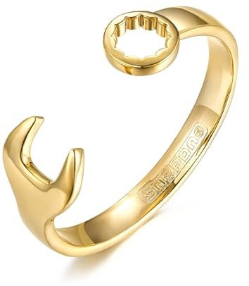Premium 9mm Large Gold-Plated Spanner Wrench Bangle Bracelet Adjustable – Luxury Snap On Design, 42g, Adjustable to Fit Most Adult Wrist Sizes - Bling King London