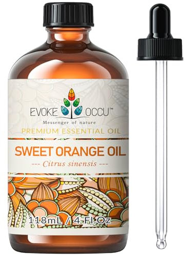 EVOKE OCCU Huile d'Orange Douce 118ml,Pure et Naturelle,Huile d'Orange de Qualité Supérieure pour Diffuseur d'Aromathérapie,Massage,et Soin de la Peau 4oz