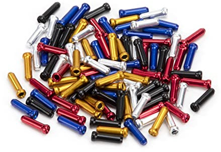 Tunejoy Endkappen Bremszug Fahrrad Endhülsen Schaltzug Endkappen für Bremsseil Schaltseil 20 Stück für Jede Farbe Silber Rot Schwarz Gold Blau