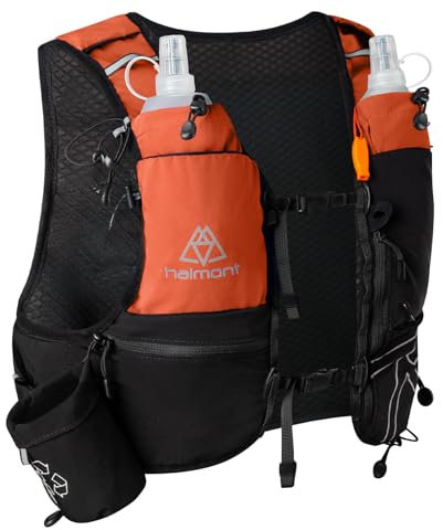 Haimont Running Hydration Vest Pack for Women Men with Dual Water Bottles, Hydration Pack Backpack Vest with Soft Flasks for Trail Run Race Hiking Marathon, 8L, L, Orange