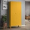 skølm Metallschrank Ituri, Kleiderschrank mit 2 Kleiderstangen, Schlafzimmerschrank Metall senfgelb Garderobenschrank mit 4 Ablagen 170 x 80 x 45 cm