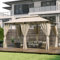 Devoko Tonnelle de Jardin 3x4m,Imperméable Deluxe Tonnelle,Tonnelle de Jardin Exterieur,Tonnelles à Cadre Métallique,Pergola Jardins Exterieur pour 6-8 Personnes,Beige