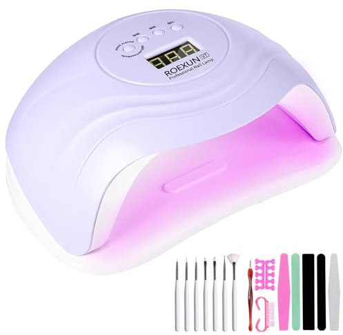 CIRULLI Lampe UV LED Sèche Ongles,168W Portable, Séchoirs, Séchage Rapide 4 Minuterie,avec Capteur Automatique et LCD Ecran Pour Toutes Les Gels Violet