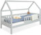 Ehrenkind® Hausbett Lille | Kinderbett mit abnehmbaren Rausfallschutz aus Massivholz FSC® zertifziert | Hausbett 90x200 | Kinderbett 90x200 Grau