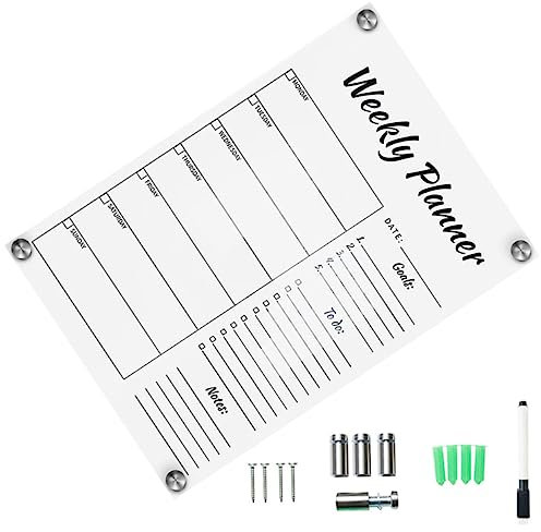SHINEOFI Transparentes Acryl-whiteboard Zum Löschen Whiteboard Für Notizen Memo-board Für Hochzeiten Party-massageboards Wanddekorationen Haushalts-notizblöcke To-do-listen-board Wochenplan