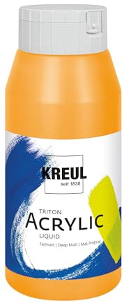 KREUL 17076 - Triton Acrylic Liquid Indischgelb 750 ml, Hochwertige Künstler-Acrylfarbe in Studienqualität mit leicht fließendem Charakter, tiefmatt auftrocknend