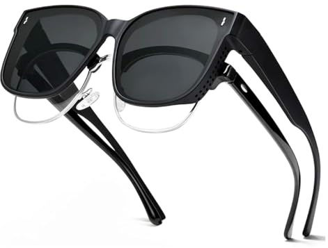 LNTICB Überzieh Sonnenbrille Polarisierte Sonnenbrille über Normale Brille | Überbrille Übergröße für Brillenträger Damen Herren UV400 Schutz Klassisch TR90 Ultra Leicht Rahmen