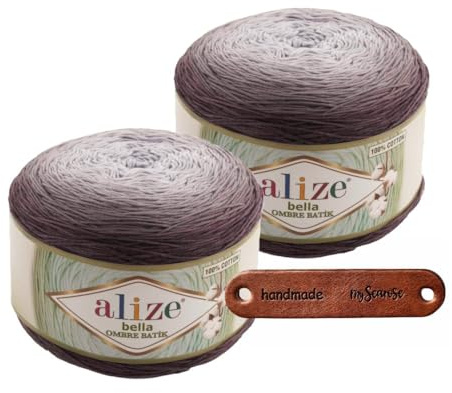 ALIZE 2 x 250g Bella Ombre Batik 7411 Premium Wolle zarter Farbverlauf für Sommermode Tücher und leichte Accessoires angenehm auf der Haut mit mySearose Label