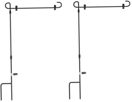 Vistnale Gartenflaggenständer Yard Metallfahnenmasthalter mit Anti-Wind-Clip für Verschiedene Flaggen 2 Stück|Fahnenmast