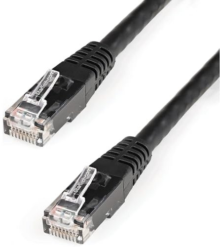 StarTech.com 100ft CAT6 Ethernet Cable - Black CAT 6 Gigabit Ethernet Wire -650MHz 100W PoE RJ45 UTP Molded Network/Patch Cord w/Strain Relief/Fluke Tested/Wiring is UL Certified/TIA (C6PATCH100BK)