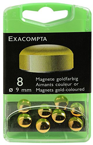 Exacompta 10912E 8er Pack Magnete Ø 9mm gold in Kunststoffbox Magnetkraft 120 g