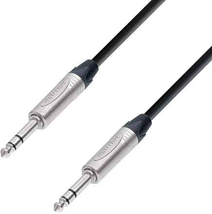Adam Hall Cables 5 STAR BVV 1000 - Symmetrisches Kabel, Neutrik 6,3mm Klinkenstecker stereo auf 6,3mm Klinkenstecker stereo, schwarz, 10m