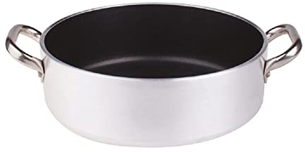 Pentole Agnelli ALSA2106S20 Casseruola Bassa con Maniglie, Alluminio, Argento, 20 cm