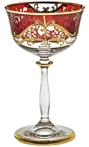 Sektschale Cocktailschale Champagnerschale Golden Grape 210 ml aufwendig Handbemalt Hochwertiges Glas