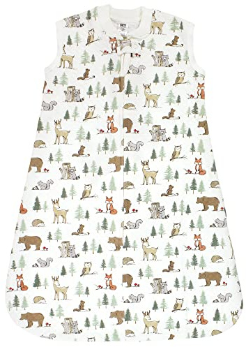 Hudson Baby Unisex Baby Premium Quilted Sleeveless Sleeping Bag and Wearable Blanket, Forest Animals, 0-6 Months