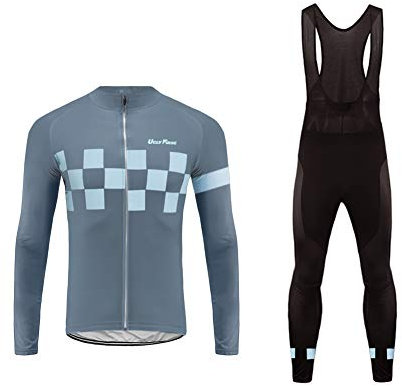 UGLY FROG Fahrradbekleidungt Frühling Herren Set Gemütlich Anzüge Warm halten Langarm-Radsport-Trikot+Lange Lätzchen Dicht with Gel Pad Breathable Classic