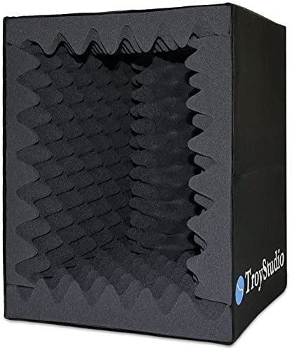 TroyStudio Portable Sound Recording Vocal Booth Box - |Reflection Filter & Microphone Isolation Shield| - |Large, Foldable, Stand Mountable, Super Dense Sound Absorbing Foam| (Small Size)