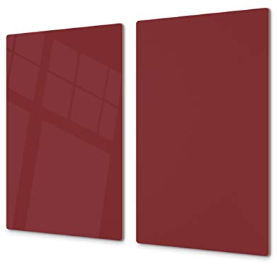 ASSE DA CUCINA IN VETRO TEMPERATO e Copri-piano cottura a induzione – Spianatoia in vetro resistente a graffi e impatti – Resistente al calore e a i batteri D18 Serie di colori: H Rosso Porpora