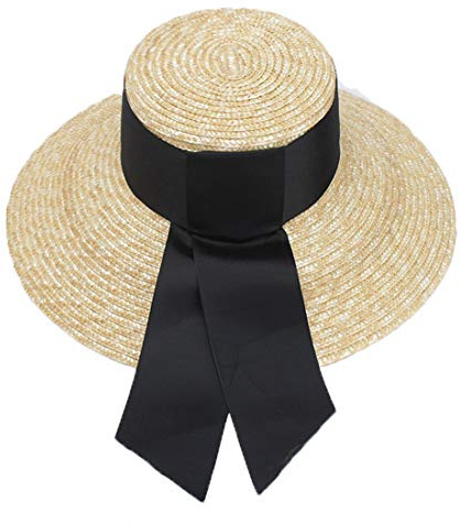 Ulalaza Damen Sonnenhut mit breiter Krempe, geflochten, UPF 50+, Sonnenschutz, Floppy Sommer, Strandkappe, Strohhut