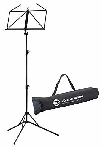 K&M 100/5 Notenständer Set (ausziehbarer Notenständer mit Tragetasche) Schwarz