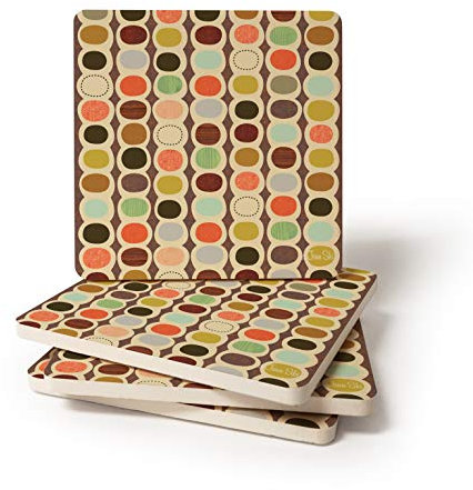 CoasterStone Mid Century Untersetzer mit modernem Perlenmuster, 10,7 cm breit, 4 Stück