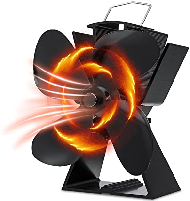 Maxesla Large 4 Blades Stove Fan - Heat Powered Wood/Log Burner Fans/Fireplace Fan, Silent Operation Economical Eco Friendly Heat Circulation for Wood/Fireplace