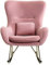 Wohnling Schaukelstuhl Samt/Metall Rosa 74x101x89 cm mit goldenen Beinen, Polster Schwingstuhl Modern, Stillsessel Relaxstuhl Schwingsessel 120 kg