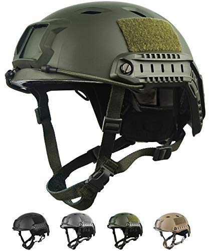LOOGU Taktischer Helm Fast BJ Airsoft Helm Ops Core Schutzhelm mit Pads und seitlichen Schienen Sturzhelm für Freizeit Outdoor Paintball Kampfhelm Gefechtshelm Top Helm