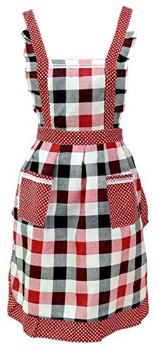 Muium(TM) Damen Schürze Schürzen Baumwolle Küchenschürze Modische Apron Küche mit 2 Taschen Streifen Kochen Lätzchen
