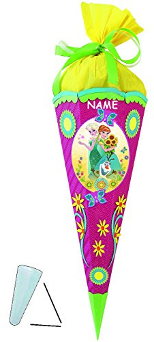 alles-meine.de GmbH BASTELSET Schultüte - die Eiskönigin - Frozen - 85 cm - incl. Name - mit/ohne Kunststoff Spitze - Zuckertüte - Set zum selber Basteln - 6 eckig/pink -..