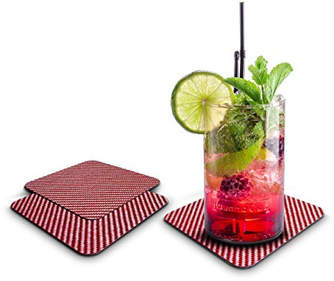 Untersetzer Gläser Bierdeckel [ECHT Carbon] Glasuntersetzer als 2er Set [4 Farben] Wohnungs Zubehör | Tisch Deko | Bar Zubehör Tischuntersetzer | Wohnung Must Have | Filzuntersetzer Esstisch Deko