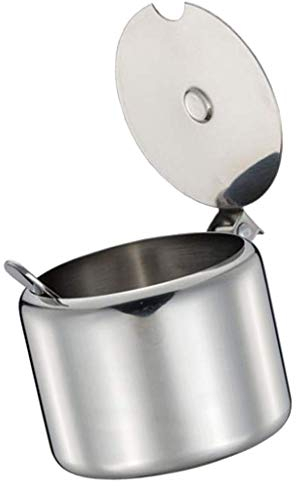Sucrier en acier inoxydable pour condiments et assaisonnement avec cuillère Argenté 285 ml Portable et utile Facile à utiliser