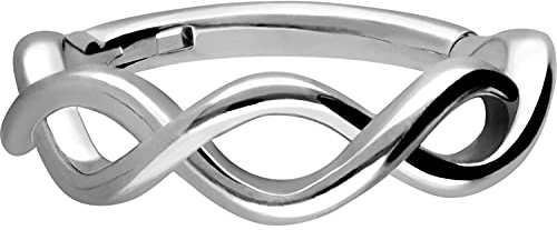 PIERCINGLINE Segmentring Clicker Chirurgenstahl DOPPELT GEDREHT Piercing Ohr Helix Nase Septum Silberfarben 8 mm