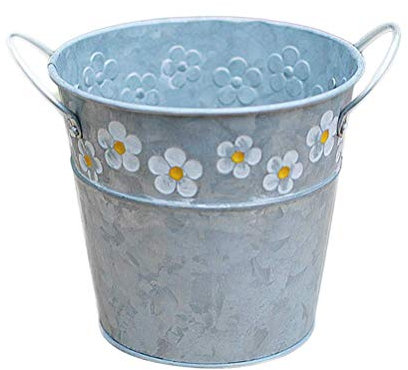 BERTY·PUYI Blumentopf Runder Metall Blumentopf Zink Übertopf Hängen Pommes Frites Zinn Eimer Hochzeit Desktop Ornament