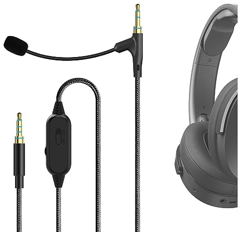 Geekria QuickFit Boom - Cable de auriculares para juegos y reuniones, compatible con Skullcandy Hesh3, Hesh2, Hesh, Grind, Venue, Crusher Jack de 3,5 mm con control de volumen/silencio (5,6 pies)
