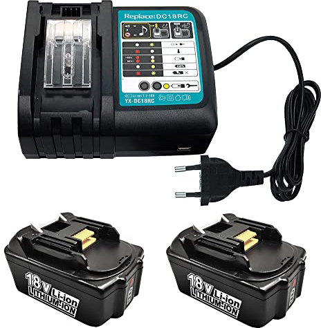 GOLEMON 2pcs 18V 5000mAh BL1850B BL1850 Li-Ion Battery with DC18RC Charger Replace For Makita LXT BL1830 BL1840 BL1850 BHP451 BDF451