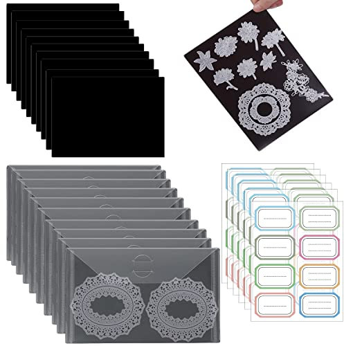 46Stück/Set 0,5mm Dicke magnetische Blätter undUmschläge für die Aufbewahrungvon Stanzformen transparente Kunststofftaschen und zuschneidbare Gummi-Magnetblätter für Metall-Stanzformen Basteln Stempel