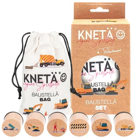 KNETÄ Holstempel Set *BAUSTELLÄ* Geschenkidee für Kinder I Knetwerkzeug I Knete Zubehör