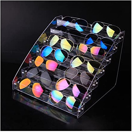 TOMYEUS Support De Lunettes Verres Transparentes Multicouches acryliques Stand Verre Verng Tableau Vernis Affichage Support Bureau de Stockage de Bureau Présentoir De Lunettes