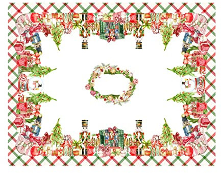 BIANCHERIAWEB Weihnachtstischdecke für Weihnachten, 100 % Baumwolle, Nussknacker SV 140 x 190 Geschenke