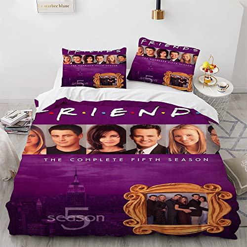 PTNQAZ 3D-Freunde-Bettwäsche-Set TV-Show, Bettbezug-Sets mit Kissenbezügen, Bettbezügen, Bettwäsche, Bettwäsche (Doppelbett, 2)