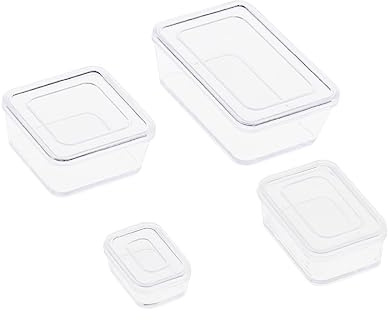 ECSiNG 4 Stücke Puppenhaus Lebensmittel Aufbewahrungsbox 1/6 1/12 Maßstab Puppenhaus Bento Box Mini Frische Box Puppenhaus Ornament für DIY Herstellung Kunststoff Transparent