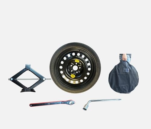 D'ANGELO Ersatzrad 18 Zoll (45,7 cm), kompatibel mit Skoda Kodiaq, Octavia, Superb, Schwarz, Legierter Stahl, Wagenheber und Tasche 125/70R18