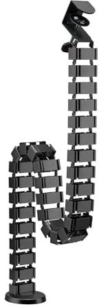 Mimoke Serre-câbles de montage pour bureaux réglables en hauteur - Gaine de câble flexible - Longueur : 1347 mm - Gestion des câbles carrée - Fixation par serrage fine - Noir, MMK-CC10
