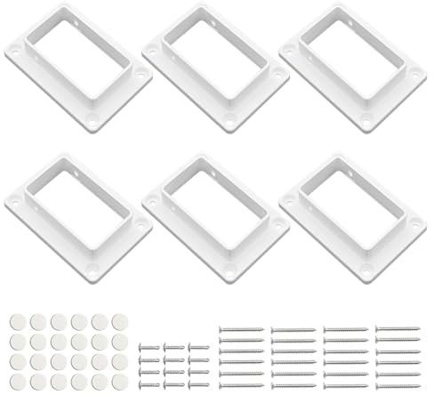 Aiwaiufu 5,1 x 8,9 cm geschlitzte Handlauf-Halterungs-Set, 5,1 x 8,9 cm Vinyl-Zaunhalterungen mit Schrauben, weiß, 6 Stück